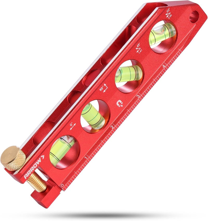 Arrow Fastener ARROW 6.3-Inch Torpedo Level, Magnetic Leveler with 0°/30°/45°/90° Bubbles, Top-view Windows, Aluminium Alloy Frame, Dual Metric and SAE Scales - Image 1